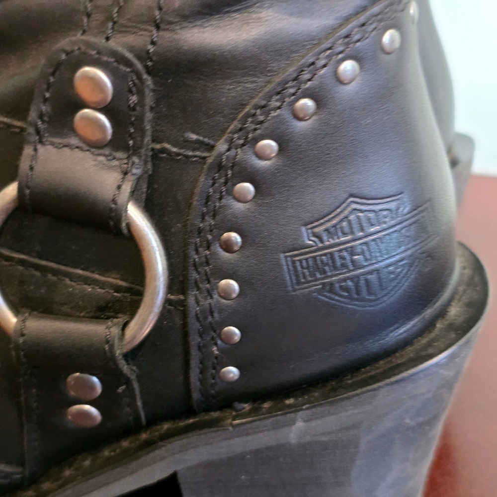 Harley-Davidson Womens Black Leather Slouch Harness Boots D83562 Size 7M - Picture 8 of 9